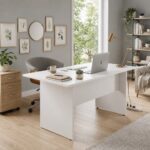 Skyland White Large Conference Table Office Desk 180x90cm, Meeting Room Writing Desk with Adjustable Feet and PVC Edge, European Quality