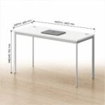 Skyland White Office Desk with Metal Bench Frame 140x60cm, Computer Table with Cable Holes and Adjustable Feet, IMAGO-S, European Quality