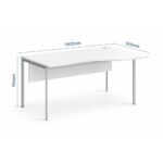 Skyland White Ergonomic Corner Office Desk Right-Hand 140x90cm, Metal Bench Frame with Modesty Panel, Cable Hole and Adjustable Feet, European Quality