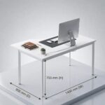 Skyland White Ergonomic Corner Office Desk Right-Hand 140x90cm, Metal Bench Frame with Ergo Cutout, Cable Hole and Adjustable Feet, European Quality