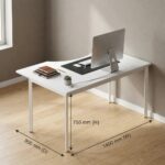 Skyland White Ergonomic Corner Office Desk Right-Hand 140x90cm, Metal Bench Frame with Ergo Cutout, Cable Hole and Adjustable Feet, European Quality