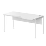 Skyland White Ergonomic Corner Office Desk Right-Hand 160x90cm, Computer Table with Modesty Panel, Cable Hole and Adjustable Feet, European Quality
