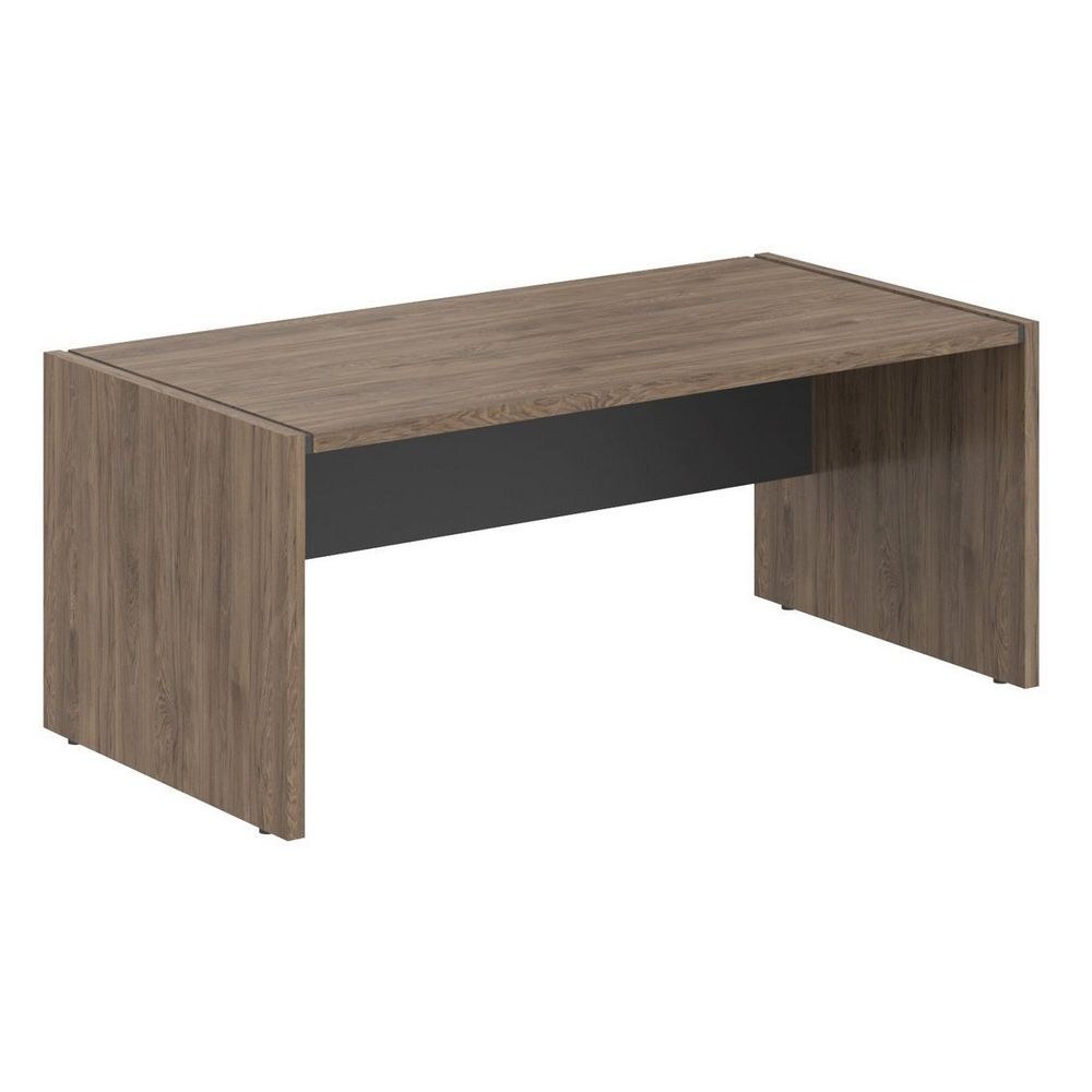 Skyland Walnut & Anthracite Executive Office Desk 180x90cm, Large Manager Desk with 36mm Glossy Top, Wide Panel Legs and Adjustable Feet, European Quality
