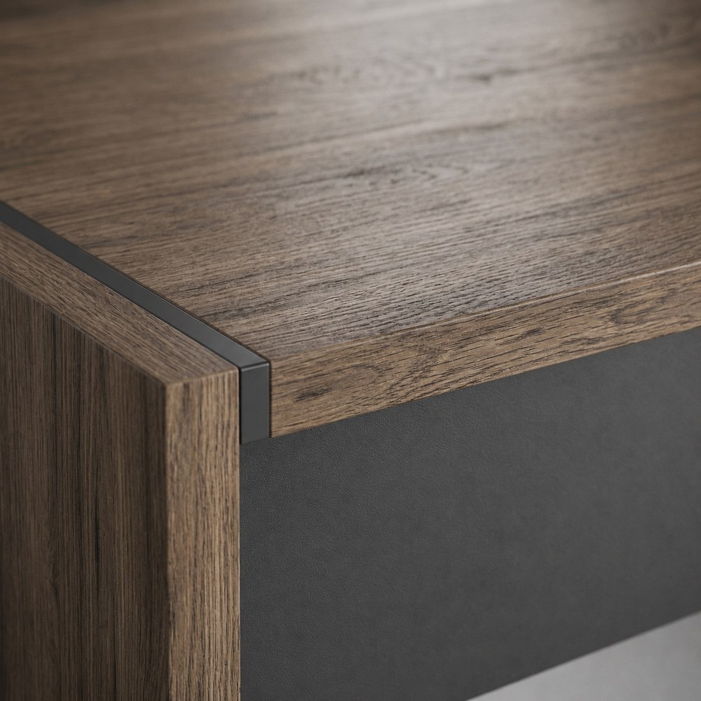Skyland Walnut & Anthracite Executive Office Desk 180x90cm, Large Manager Desk with 36mm Glossy Top, Wide Panel Legs and Adjustable Feet, European Quality - Image 5