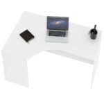 Skyland White Ergonomic Corner Office Desk Left-Hand 140x90 cm, Reinforced Computer Table with Ergo Cutout and Adjustable Feet, European Quality