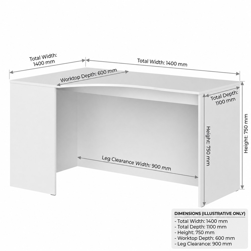 Skyland White Ergonomic Corner Office Desk Left-Hand 140x90 cm, Reinforced Computer Table with Ergo Cutout and Adjustable Feet, European Quality - Image 5