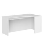 Skyland White Large Corner Office Desk Right-Hand 160x90cm, Reinforced Computer Table with Optional Modesty Panel and Adjustable Feet, European Quality