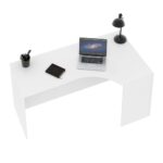 Skyland White Large Corner Office Desk Right-Hand 160x90cm, Reinforced Computer Table with Optional Modesty Panel and Adjustable Feet, European Quality