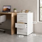 Skyland White 4-Drawer Pedestal Cabinet for Home Office, Under Desk Storage Unit with Lockable Top Drawer, Smooth-Gliding Rails, 412×450×753mm, European Quality