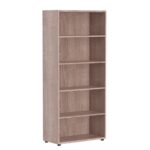 Skyland Sonoma Oak Tall Bookcase with 5 Open Shelves and Adjustable Feet, Large Freestanding Shelving Unit, 85×41×193 cm, Home Office Furniture, European Quality