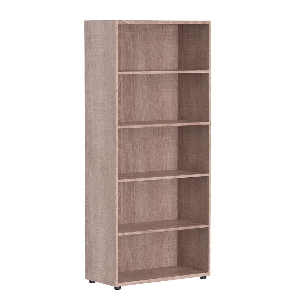Skyland Sonoma Oak Tall Bookcase with 5 Open Shelves and Adjustable Feet, Large Freestanding Shelving Unit, 85×41×193 cm, Home Office Furniture, European Quality - Image 2