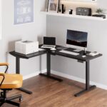 FLEXISPOT Electric Height Adjustable L-Shaped Standing Desk 63 x 47 Inch Reversible Corner with Memory Presets and Anti-Collision System Ergonomic Sit Stand Workstation for Home and Office - Black