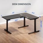 FLEXISPOT Electric Height Adjustable L-Shaped Standing Desk 63 x 47 Inch Reversible Corner with Memory Presets and Anti-Collision System Ergonomic Sit Stand Workstation for Home and Office - Black