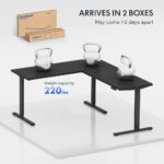 FLEXISPOT Electric Height Adjustable L-Shaped Standing Desk 63 x 47 Inch Reversible Corner with Memory Presets and Anti-Collision System Ergonomic Sit Stand Workstation for Home and Office - Black