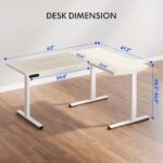 FLEXISPOT Electric Height Adjustable L-Shaped Standing Desk 63 x 47 Inch Reversible Corner with Memory Presets and Anti-Collision System Ergonomic Sit Stand Workstation for Home and Office - Maple