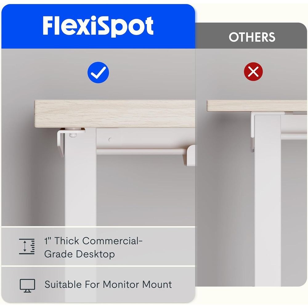 FLEXISPOT Electric Height Adjustable L-Shaped Standing Desk 63 x 47 Inch Reversible Corner with Memory Presets and Anti-Collision System Ergonomic Sit Stand Workstation for Home and Office - Maple - Image 5
