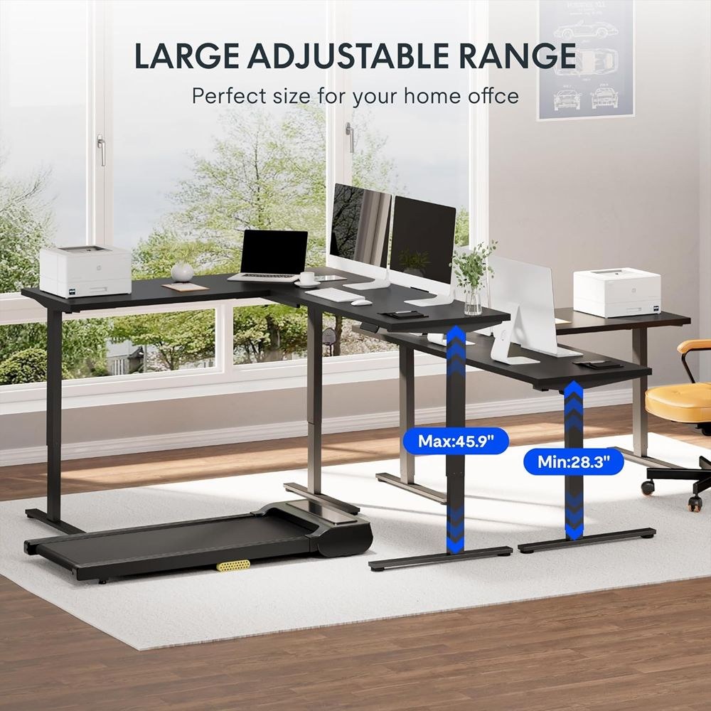 FLEXISPOT Electric Height Adjustable L-Shaped Standing Desk 63 x 55 Inch Reversible Corner with Memory Presets and Anti-Collision System Ergonomic Sit Stand Workstation for Home and Office - Black - Image 5