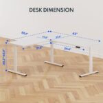 FLEXISPOT Electric Height Adjustable L-Shaped Standing Desk 63 x 55 Inch Reversible Corner with Memory Presets and Anti-Collision System Ergonomic Sit Stand Workstation for Home and Office - White