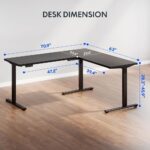 FLEXISPOT Electric Height Adjustable L-Shaped Standing Desk 71 x 63 Inch Reversible Corner with Memory Presets and Anti-Collision System Ergonomic Sit Stand Workstation for Home and Office - Black