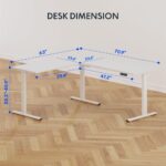 FLEXISPOT Electric Height Adjustable L-Shaped Standing Desk 71 x 63 Inch Reversible Corner with Memory Presets and Anti-Collision System Ergonomic Sit Stand Workstation for Home and Office - White