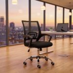 Loriece Medium Back Office Chair | Mesh Executive Chair | Adjustable 360° Swivel Gaming Office Chair for Home & Office Furniture (Black)
