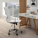 LUXINO PU Chrome High-Back Ergonomic Office Chair with Height Adjustable Seat-Complete Comfort for Your Workspace (High Back, White)