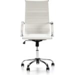 LUXINO PU Chrome High-Back Ergonomic Office Chair with Height Adjustable Seat-Complete Comfort for Your Workspace (High Back, White)