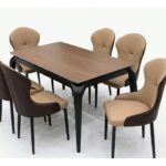 LHFHOMT-7-Pieces Dining Set, (Free Installation) 1 Piece Marble Top Rectangular Table With with 6 Chairs Modern Design Furniture for Home, Kitchen, Dining Room, Cafeteria