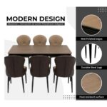 LHFHOMT-7-Pieces Dining Set, (Free Installation) 1 Piece Marble Top Rectangular Table With with 6 Chairs Modern Design Furniture for Home, Kitchen, Dining Room, Cafeteria