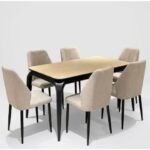 LHFHOMT-7-Pieces Dining Set, (Free Installation) 1 Piece Marble Top Rectangular Table With with 6 Chairs Modern Design Furniture for Home, Kitchen, Dining Room, Cafeteria