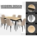 LHFHOMT-7-Pieces Dining Set, (Free Installation) 1 Piece Marble Top Rectangular Table With with 6 Chairs Modern Design Furniture for Home, Kitchen, Dining Room, Cafeteria