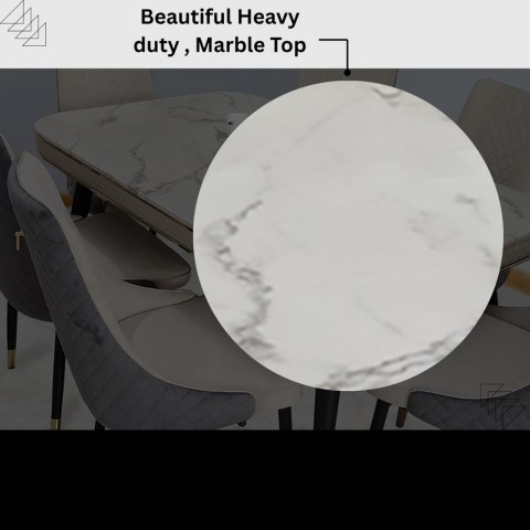 LHFHOMT-7-Pieces Dining Set, (Free Installation) 1 Piece Marble Top Rectangular Table With with 6 Chairs Modern Design Furniture for Home, Kitchen, Dining Room, Cafeteria - Image 3