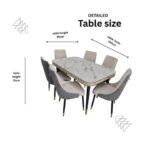 LHFHOMT-7-Pieces Dining Set, (Free Installation) 1 Piece Marble Top Rectangular Table With with 6 Chairs Modern Design Furniture for Home, Kitchen, Dining Room, Cafeteria