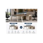 2-Person Office Desk Workstation | Face-to-Face Double Work Table with Storage Cabinet | Modern Wooden Desk for Office & Home