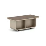 Modern Executive Coffee Table - Professional Wooden Office Center Table with Open Storage Shelves