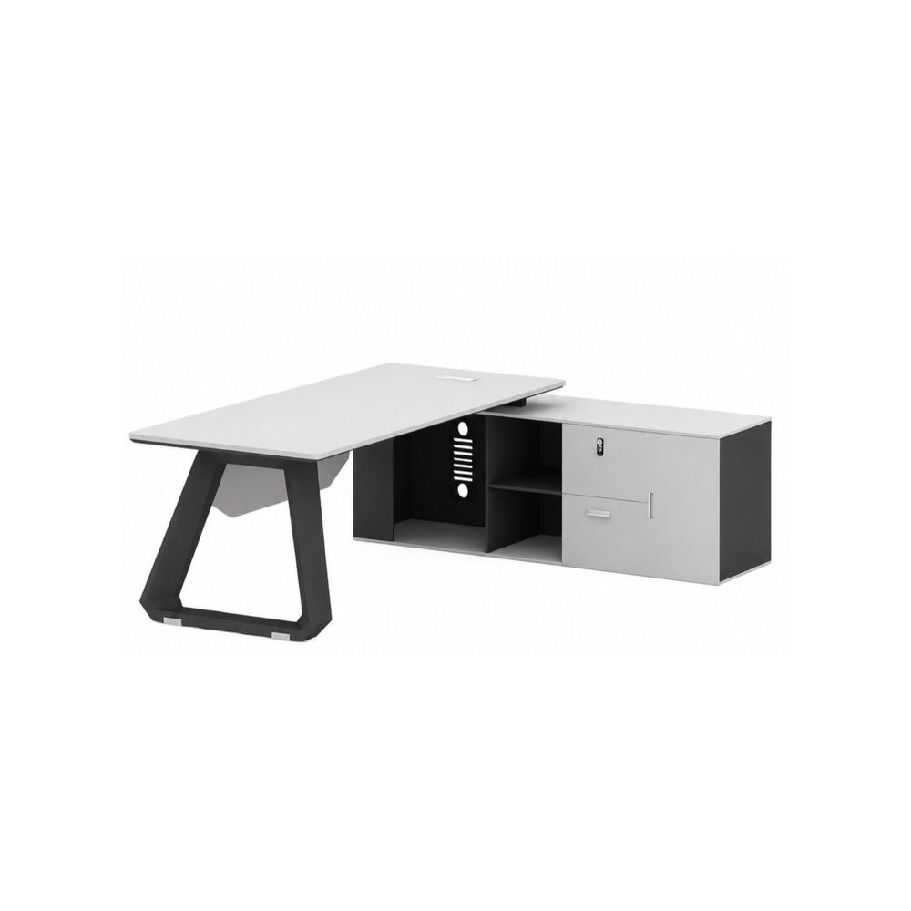 Modern Executive Office Desk with Side Cabinet Storage, Spacious Workstation Table for Home & Office - Image 2