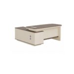 Modern Executive Office Desk with Side Storage Cabinet, Wooden Computer Workstation for Home & Office