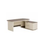 Modern Executive Office Desk with Side Storage Cabinet, Wooden Computer Workstation for Home & Office