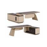 Luxury Executive Office Desk with Side Storage Cabinet and Drawers | Modern Manager Workstation Table | Premium Wooden Office Desk for Home & Corporate Offices
