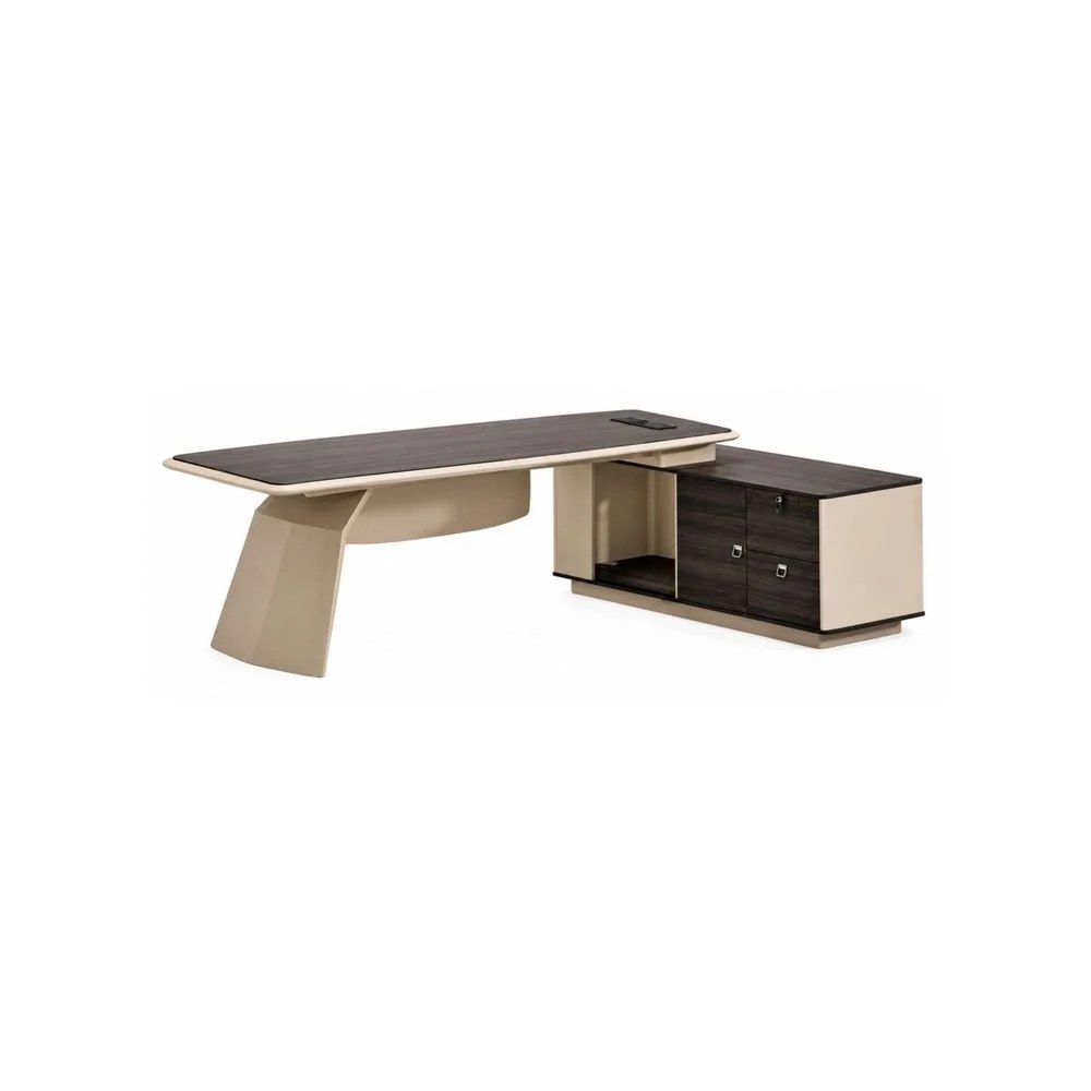 Luxury Executive Office Desk with Side Storage Cabinet and Drawers | Modern Manager Workstation Table | Premium Wooden Office Desk for Home & Corporate Offices - Image 2