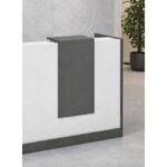 Nitzan Office Reception Desk with Storage Drawers & Cable Management – Wooden Front Counter Table with Mobile Pedestal – Grey & White (160x110x60 cm)