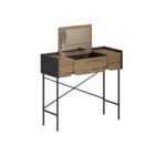 Terra Modern Wooden Vanity Desk with Foldable Mirror – Space Saving Makeup Table with Drawers & Metal Frame for Bedroom- 48 x 90 x 100 CM- Brown/ Black - 2 Years Warranty