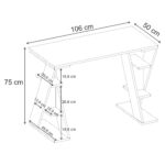 Papillon Modern Working Table With Storage Study Desk With Open Shelves For Office Home 50 x 75 x 106 Cm - Ash Green/ White - 2 Years Warranty