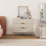 Marquise 3‑Piece Bedroom Furniture Set – Modern Dresser with 2 Matching Nightstands | Minimalist Design with Wooden Diamond Handles | Premium Bedroom Storage Set - Brown/ Beige- 2 Years Warranty