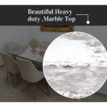LHFHOMT-7-Pieces Dining Set, (Free Installation) 1 Piece Marble Top Rectangular Table With with 6 Upholstered Velvet Chairs Modern Design Furniture for Home, Kitchen, Dining Room, Restaurant