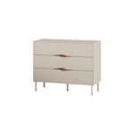 Marquise Modern 3-Drawer Chest of Drawers – Minimalist Storage Cabinet for Bedroom, Living Room & Entryway – 98X40X78.5 CM – Beige & Wood Brown- 2 Years Warranty