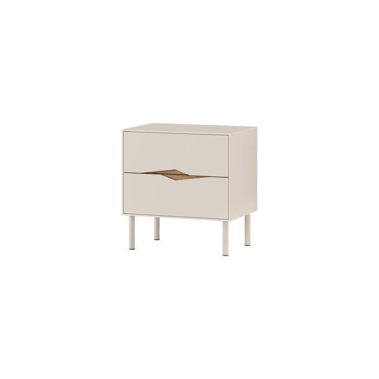 Marquise Modern Nightstand | Modern Bedside Table with 2 Drawers, Storage Cabinet & Minimalist Design, metal legs Bedside Table for Bedroom & Living Room- 50 x 35 x 52.3 CM - Brown/ Beige - 2 Years Warranty - Image 5