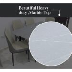 LHFHOMT 7-Piece Dining Table Set for 6 Person, 1 PC Modern Rectangular Marble-Look Ceramic Top Table With 6 Upholstered PU Leather Chairs for Kitchen, Dining Room, Cafeteria