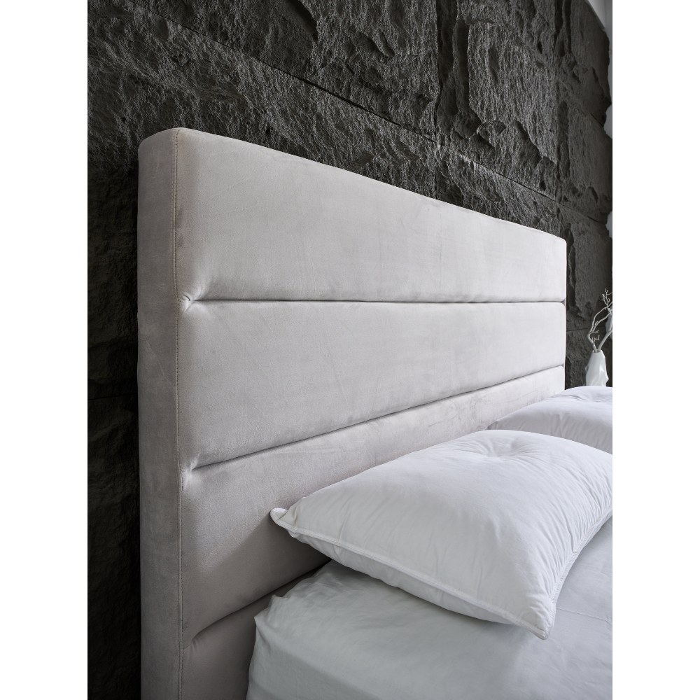 Panax King Size (180 x 200 cm) Bed Frame - Stylish Velvet Upholstered Headboard | Sturdy, Noise-Free Design | Wooden Slats for Superior Support | No Box Spring Required | Quick and Easy Assembly | Grey - Image 4