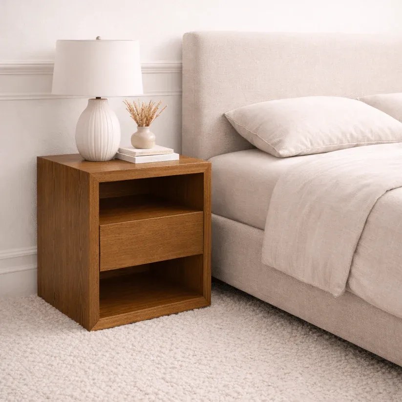 Hasting Wood Bedside Table Brown